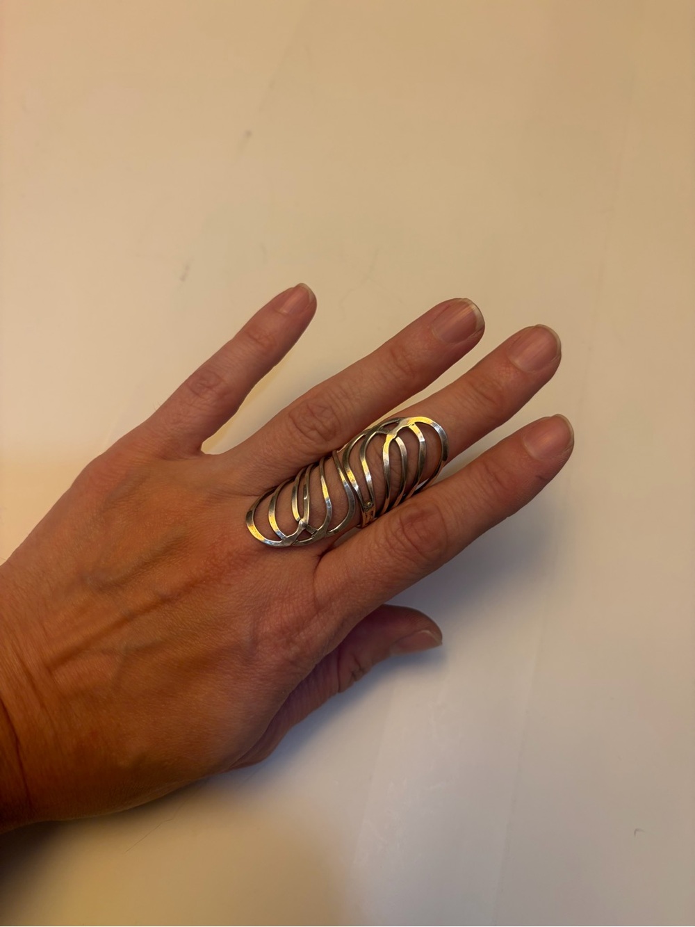 925 Sterling Silver Oversized Openwork Statement Ring Size 9 Modernist Sculptura - Picture 2 of 7